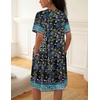 image:imageEkouaer House Dress for Women Button Down Nightgown Short Sleeve Housecoat with pockets S4XLNavy Blue Flower