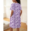 image:imageEkouaer House Dress for Women Button Down Nightgown Short Sleeve Housecoat with pockets S4XLPurple Flower