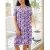 image:imageEkouaer House Dress for Women Button Down Nightgown Short Sleeve Housecoat with pockets S4XLPurple Flower