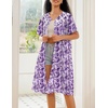 image:imageEkouaer House Dress for Women Button Down Nightgown Short Sleeve Housecoat with pockets S4XLPurple Flower