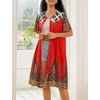 image:imageEkouaer House Dress for Women Button Down Nightgown Short Sleeve Housecoat with pockets S4XLRed Ethnic Print