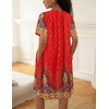image:imageEkouaer House Dress for Women Button Down Nightgown Short Sleeve Housecoat with pockets S4XLRed Ethnic Print