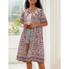 image:imageEkouaer House Dress for Women Button Down Nightgown Short Sleeve Housecoat with pockets S4XLRed Flower