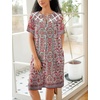 image:imageEkouaer House Dress for Women Button Down Nightgown Short Sleeve Housecoat with pockets S4XLRed Flower