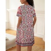 image:imageEkouaer House Dress for Women Button Down Nightgown Short Sleeve Housecoat with pockets S4XLRed Flower