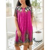 image:imageEkouaer House Dress for Women Button Down Nightgown Short Sleeve Housecoat with pockets S4XLRose Red Ethnic Print