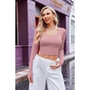 image:imageEkouaer Long Sleeve Crop Tops for Women Scroop Neck Lightweight Basic Base Layer Thermal Undershirts ShirtsA Dusty Rose