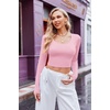 image:imageEkouaer Long Sleeve Crop Tops for Women Scroop Neck Lightweight Basic Base Layer Thermal Undershirts ShirtsA Light Pink
