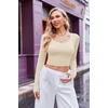 image:imageEkouaer Long Sleeve Crop Tops for Women Scroop Neck Lightweight Basic Base Layer Thermal Undershirts ShirtsA Offwhite