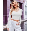 image:imageEkouaer Long Sleeve Crop Tops for Women Scroop Neck Lightweight Basic Base Layer Thermal Undershirts ShirtsA White