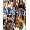 image:imageEkouaer Long Sleeve Crop Tops for Women Scroop Neck Lightweight Basic Base Layer Thermal Undershirts ShirtsLight Brown