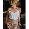 image:imageEkouaer Satin Tank Tops for Women Silk Camisole Tops 2 Pack V Neck Spaghetti Strap Blouse Soft Dressy Camisole2 PackwhiteBlack