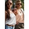 image:imageEkouaer Satin Tank Tops for Women Silk Camisole Tops 2 Pack V Neck Spaghetti Strap Blouse Soft Dressy CamisoleBlackChampagne