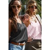 image:imageEkouaer Satin Tank Tops for Women Silk Camisole Tops 2 Pack V Neck Spaghetti Strap Blouse Soft Dressy CamisoleBlackPink Leopard