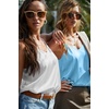 image:imageEkouaer Satin Tank Tops for Women Silk Camisole Tops 2 Pack V Neck Spaghetti Strap Blouse Soft Dressy CamisoleWhiteLight Blue