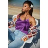 image:imageEkouaer Satin Tank Tops for Women Silk Camisole Tops 2 Pack V Neck Spaghetti Strap Blouse Soft Dressy CamisoleWhitePurple