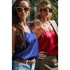 image:imageEkouaer Satin Tank Tops for Women Silk Camisole Tops 2 Pack V Neck Spaghetti Strap Blouse Soft Dressy CamisoleWine RedNavy Blue