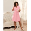 image:imageEkouaer Short Robes for Women Lightweight Bathrobe Kimono Robes Knee Length 34 Sleeve Swiss Polka Dot Soft Robe with PocketsLighy Pink