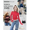 image:imageEkouaer Turtleneck Shirt Women Long Sleeve Mock Neck Slim Fit Tops Thermal Base Layer Soft Lightweight Stretch UndershirtsBrown