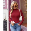 image:imageEkouaer Turtleneck Shirt Women Long Sleeve Mock Neck Slim Fit Tops Thermal Base Layer Soft Lightweight Stretch UndershirtsDark Red