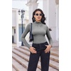 image:imageEkouaer Turtleneck Shirt Women Long Sleeve Mock Neck Slim Fit Tops Thermal Base Layer Soft Lightweight Stretch UndershirtsLight Gray