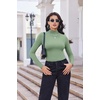 image:imageEkouaer Turtleneck Shirt Women Long Sleeve Mock Neck Slim Fit Tops Thermal Base Layer Soft Lightweight Stretch UndershirtsLight Green