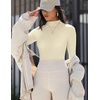 image:imageEkouaer Turtleneck Shirt Women Long Sleeve Mock Neck Slim Fit Tops Thermal Base Layer Soft Lightweight Stretch UndershirtsLight Khaki