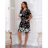 image:imageEkouaer Women Robes Lightweight House Coat Short Sleeve Floral Print Mumu House Dresses with Pockets Zipper NightgownsBlack White Butterfly