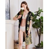 image:imageEkouaer Women Robes Lightweight House Coat Short Sleeve Floral Print Mumu House Dresses with Pockets Zipper NightgownsFloral Black Gold