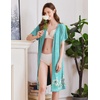 image:imageEkouaer Women Robes Lightweight House Coat Short Sleeve Floral Print Mumu House Dresses with Pockets Zipper NightgownsFloral Green