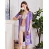 image:imageEkouaer Women Robes Lightweight House Coat Short Sleeve Floral Print Mumu House Dresses with Pockets Zipper NightgownsFloral Lilac