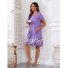 image:imageEkouaer Women Robes Lightweight House Coat Short Sleeve Floral Print Mumu House Dresses with Pockets Zipper NightgownsFloral Lilac