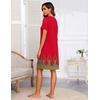 image:imageEkouaer Women Robes Lightweight House Coat Short Sleeve Floral Print Mumu House Dresses with Pockets Zipper NightgownsFloral Red