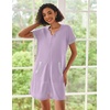 image:imageEkouaer Women Zipper Robe Waffle Short Sleeve Bathrobes Lightweight Knee Length Housecoat with Pockets