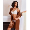 image:imageEkouaer Women Zipper Robes Knit Short Bathrobe Lightweight House Coat with Pockets Soft Nightgown SXXLCaramel