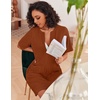 image:imageEkouaer Women Zipper Robes Knit Short Bathrobe Lightweight House Coat with Pockets Soft Nightgown SXXLCaramel