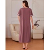 image:imageEkouaer Women Zipper Robes Knit Short Sleeve House Coat Soft Bathrobe Full Length Housecoat Dressing Gown with Pockets