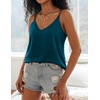 image:imageEkouaer Womens 2Pack Silk Satin Camisole Tank Top V Neck Sexy Cross Back Spaghetti Strap Cami Sleeveless Lounge Tops SXXL1blue Green