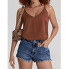 image:imageEkouaer Womens 2Pack Silk Satin Camisole Tank Top V Neck Sexy Cross Back Spaghetti Strap Cami Sleeveless Lounge Tops SXXL1caramel