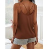 image:imageEkouaer Womens 2Pack Silk Satin Camisole Tank Top V Neck Sexy Cross Back Spaghetti Strap Cami Sleeveless Lounge Tops SXXL1caramel