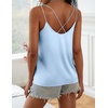 image:imageEkouaer Womens 2Pack Silk Satin Camisole Tank Top V Neck Sexy Cross Back Spaghetti Strap Cami Sleeveless Lounge Tops SXXL1light Blue