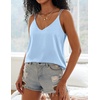 image:imageEkouaer Womens 2Pack Silk Satin Camisole Tank Top V Neck Sexy Cross Back Spaghetti Strap Cami Sleeveless Lounge Tops SXXL1light Blue