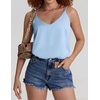 image:imageEkouaer Womens 2Pack Silk Satin Camisole Tank Top V Neck Sexy Cross Back Spaghetti Strap Cami Sleeveless Lounge Tops SXXL1light Blue
