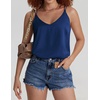 image:imageEkouaer Womens 2Pack Silk Satin Camisole Tank Top V Neck Sexy Cross Back Spaghetti Strap Cami Sleeveless Lounge Tops SXXL1navy Blue