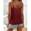 image:imageEkouaer Womens 2Pack Silk Satin Camisole Tank Top V Neck Sexy Cross Back Spaghetti Strap Cami Sleeveless Lounge Tops SXXL1wine Red