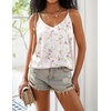 image:imageEkouaer Womens 2Pack Silk Satin Camisole Tank Top V Neck Sexy Cross Back Spaghetti Strap Cami Sleeveless Lounge Tops SXXLBlack Floralwhite Floral