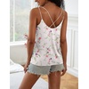 image:imageEkouaer Womens 2Pack Silk Satin Camisole Tank Top V Neck Sexy Cross Back Spaghetti Strap Cami Sleeveless Lounge Tops SXXLBlack Floralwhite Floral