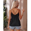 image:imageEkouaer Womens 2Pack Silk Satin Camisole Tank Top V Neck Sexy Cross Back Spaghetti Strap Cami Sleeveless Lounge Tops SXXLBlackchampagne