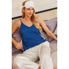 image:imageEkouaer Womens 2Pack Silk Satin Camisole Tank Top V Neck Sexy Cross Back Spaghetti Strap Cami Sleeveless Lounge Tops SXXLBlacksnorkel Blue