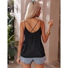 image:imageEkouaer Womens 2Pack Silk Satin Camisole Tank Top V Neck Sexy Cross Back Spaghetti Strap Cami Sleeveless Lounge Tops SXXLBlacksnorkel Blue